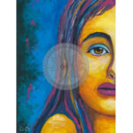 Painting of half a woman's face by Glenda Darling