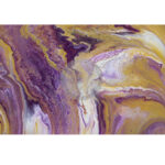 Abstract poured painting with purple and gold by Lorna Anchor