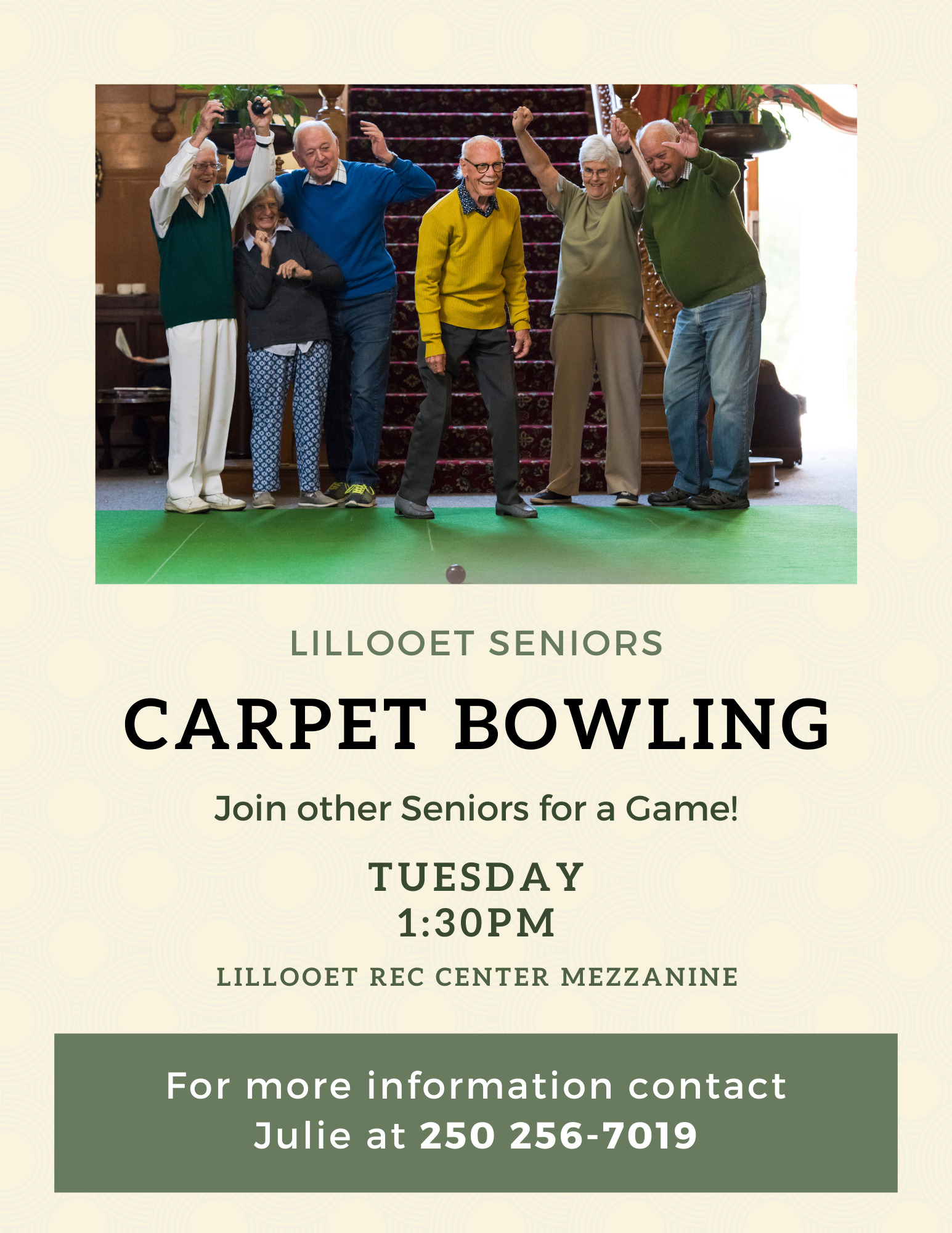 Poster for carpet bowling for seniors