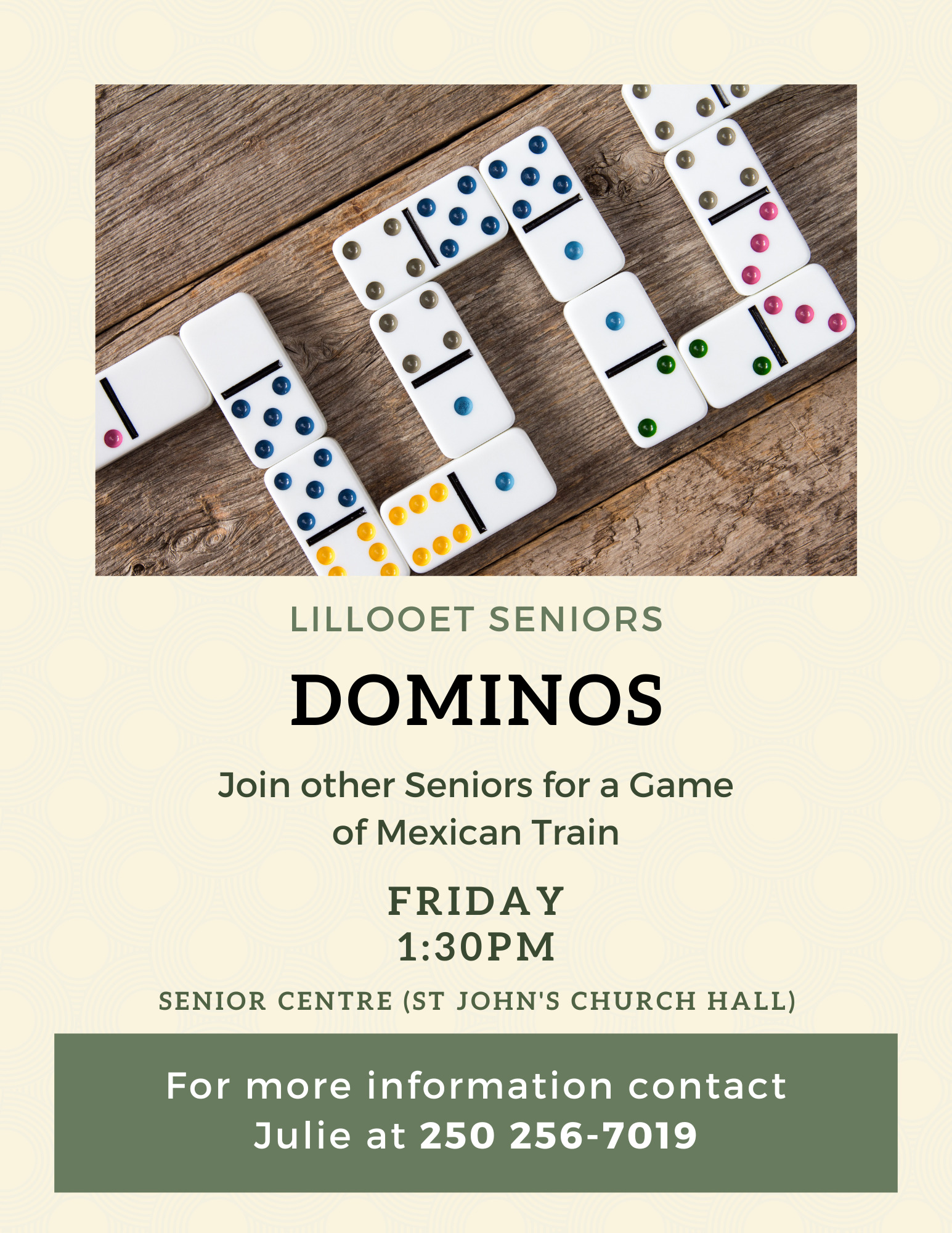 Poster Dominos game for seniors on fridays