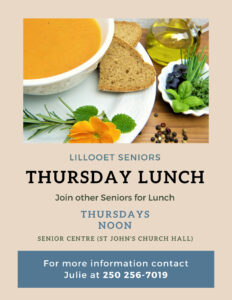 Poster for seniors lunch every thursday