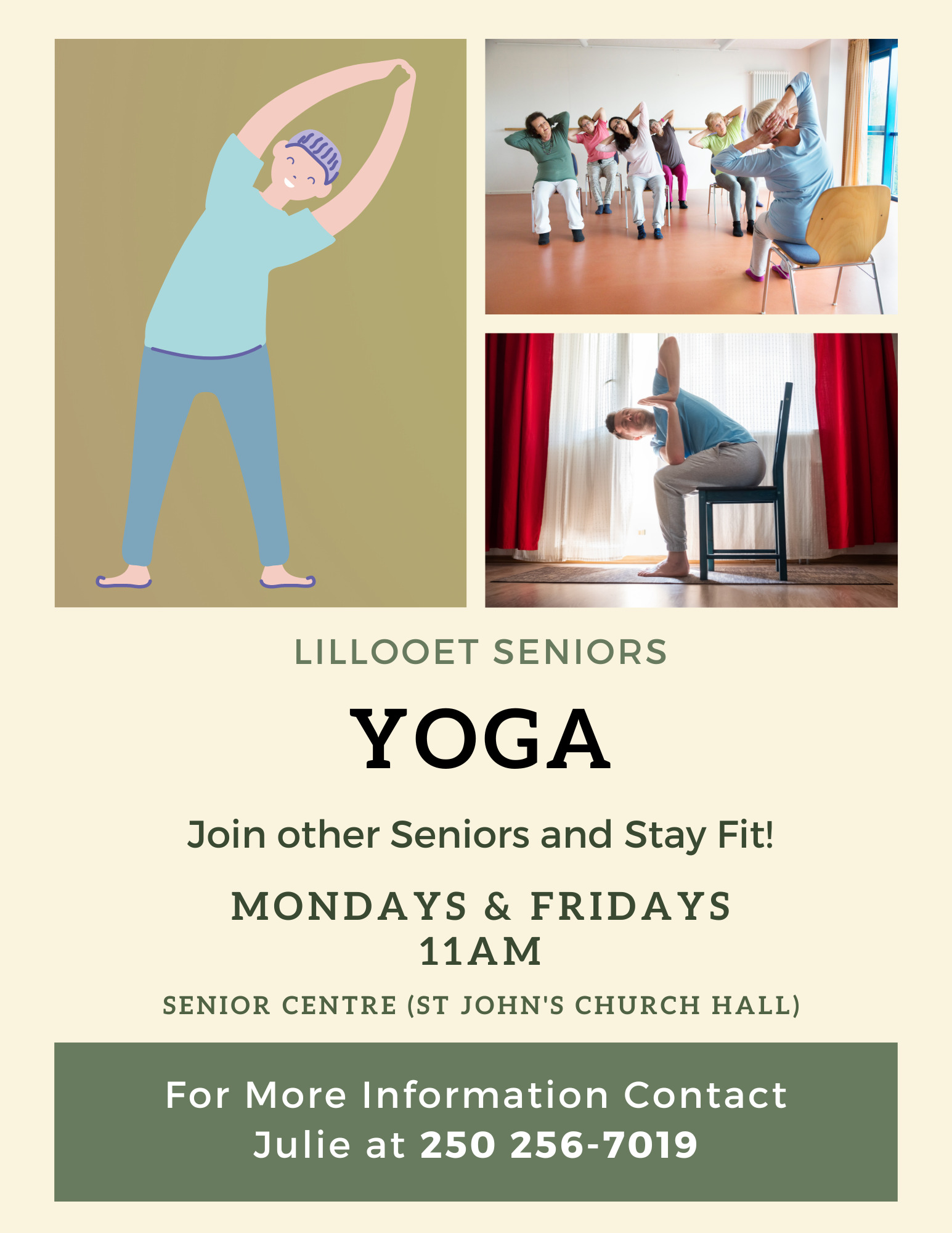 Poster Yoga for Seniors in catholic church hall
